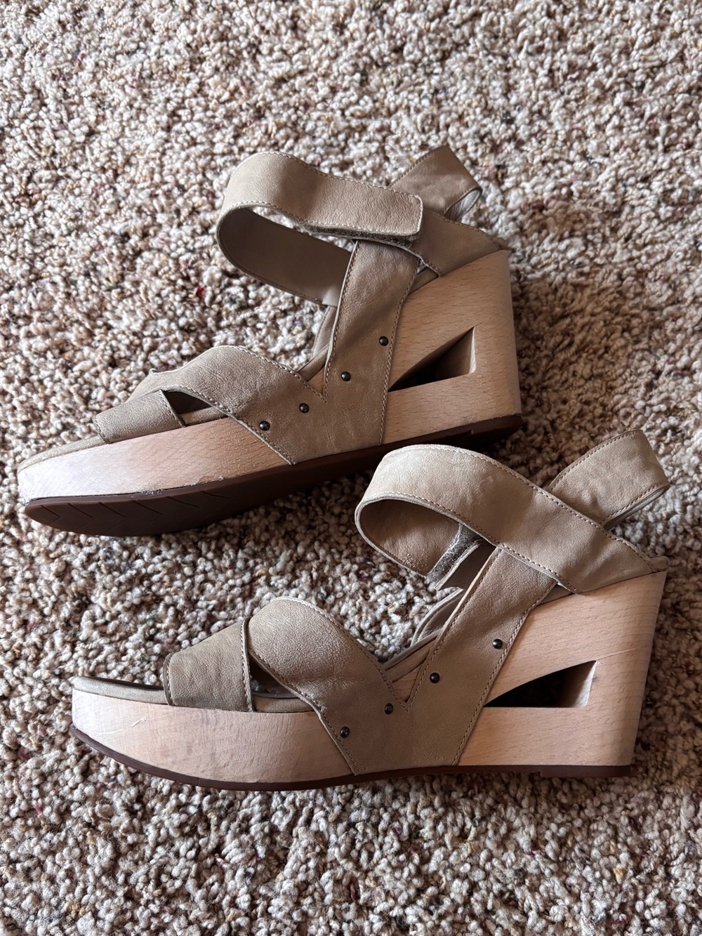 Beige Women's Wedge Sandals